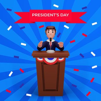 3d rendering of presidents day