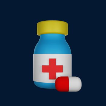 3d icon medicine bottle health theme
