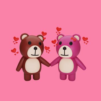 3d rendering of teddy bear valentine's day concept