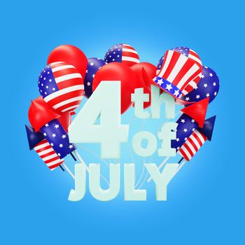 3d rendering Happy fourth of july american independence day