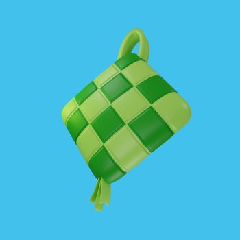 3d rendering of ketupat islamic food icon