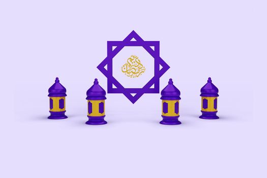 3d render Islamic Ramadan greetings, 3d ornaments and Islamic podiums