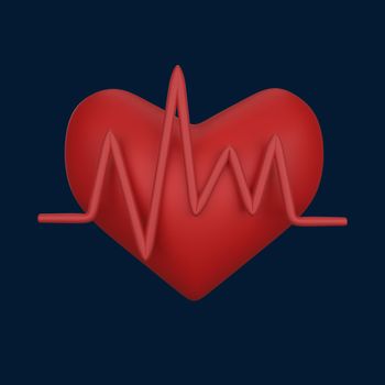 3d icon heart rate health theme