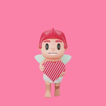 3d rendering of cupid character valentine's day concept