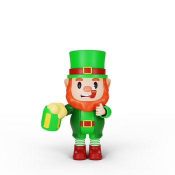 3d rendering of character st. patrick's day concept