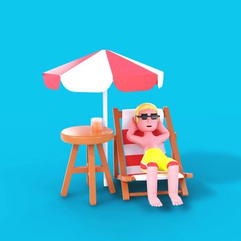 3d character people summer vacation