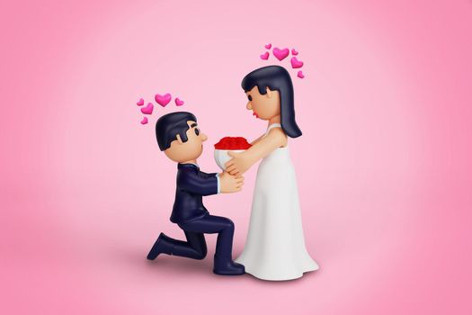 3d character romantic wedding couple moments
