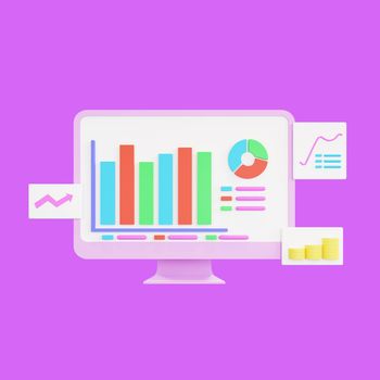 3d rendering digital marketing data analysis sales hit the target