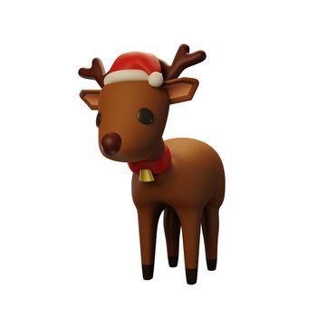 3d rendering of reindeer with christmas and new year concept
