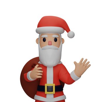 3d rendering of santa character with christmas and new year concept