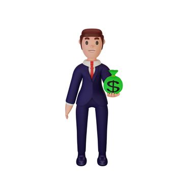 3d rendering of character with business concept