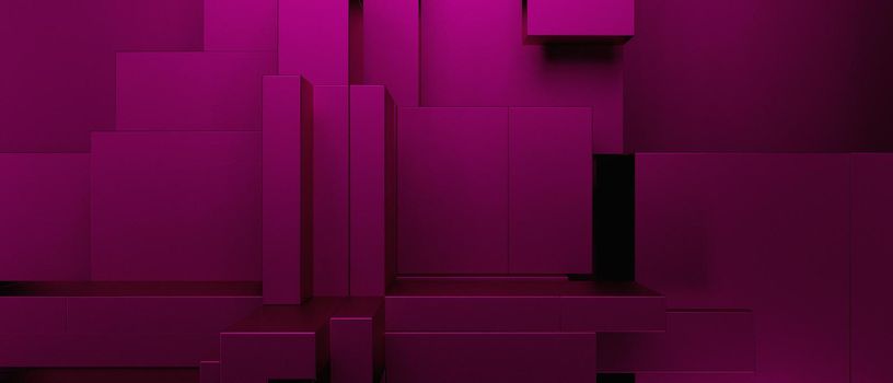 Abstract Shiny Geometric Blocks Modern Bright Purple Banner Background Wallpaper 3D Render