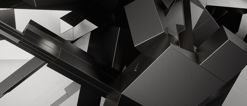 Abstract Shine Geometric Chaos Three Dimensional Gray Abstract Background 3D Illustration