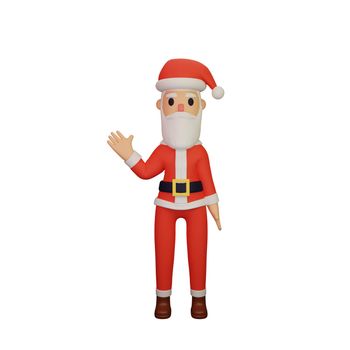 3d rendering of santa character with christmas and new year concept