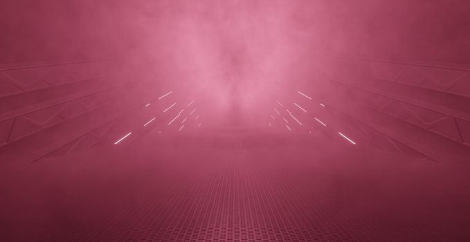 Creative Surreal Technology Dark Smoke White Alien Interior Empty Studio Illustration Banner Background Wallpaper 3D Render