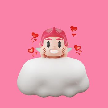 3d rendering of cupid character valentine's day concept