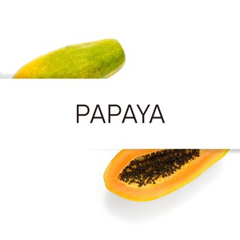 Creative layout made of papaya fruit. Flat lay. Food concept. Ripe papaya