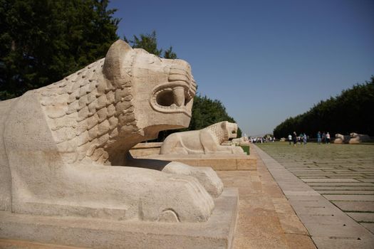 Lion sculpture located at the Road of Lions in Anitkabir, Ankara City, Turkiye