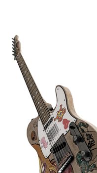 electric guitar isolated on white background 3d illustration