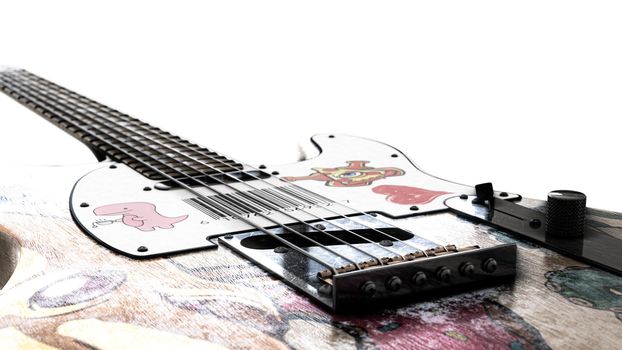electric guitar isolated on white background 3d illustration