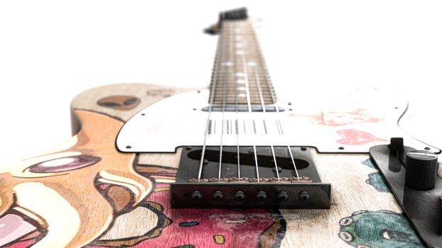 electric guitar isolated on white background 3d illustration