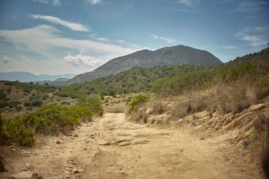 Detail of a rocky mountain road and dirt road ideal for excursions in the middle of nature