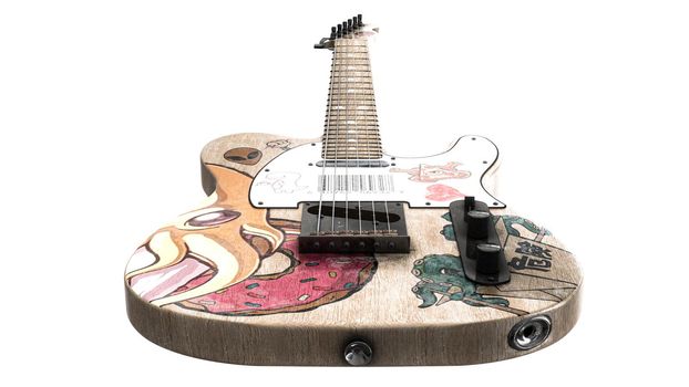 electric guitar isolated on white background 3d illustration