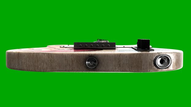 electric guitar isolated on green background 3d illustration