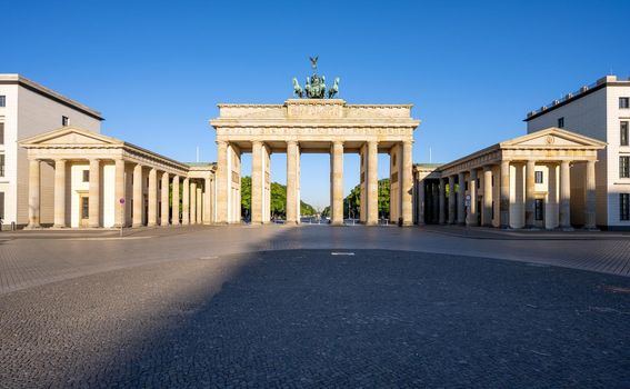 The famous Brandenburg Gate in Berlin early in the morning with no people