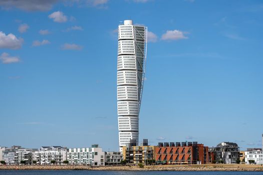 The Turning Torso in Malmo, Sweden, on a sunny day