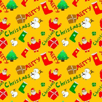 Christmas and Happy New Year seamless pattern with Christmas toys and gifts. Trendy retro style. Vdesign template. High quality photo