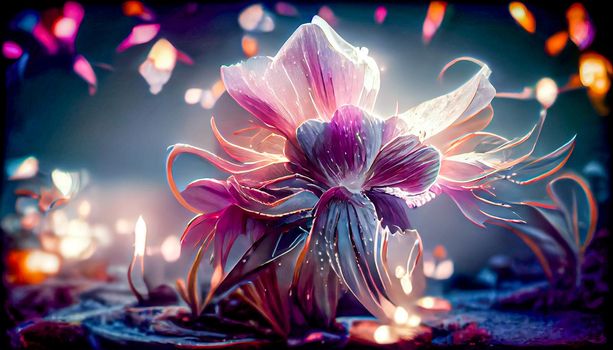 Gorgeous fantasy flower, Beauty and fresh spring collection. 3D Digital art background.