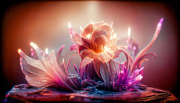 Gorgeous fantasy flower, Beauty and fresh spring collection. 3D Digital art background.