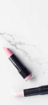 Modern feminine lifestyle, blog background and styled stock concept. Beauty and fashion inspiration - Make-up and cosmetics flatlay on marble