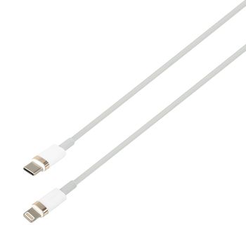 cable with Type-C and Lightning connector, on white background