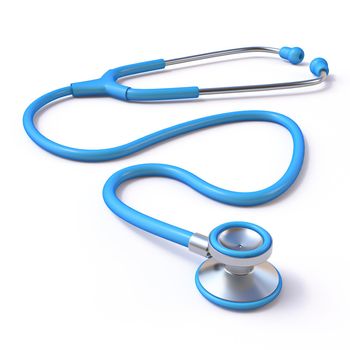 Blue stethoscope 3D rendering illustration isolated on white background