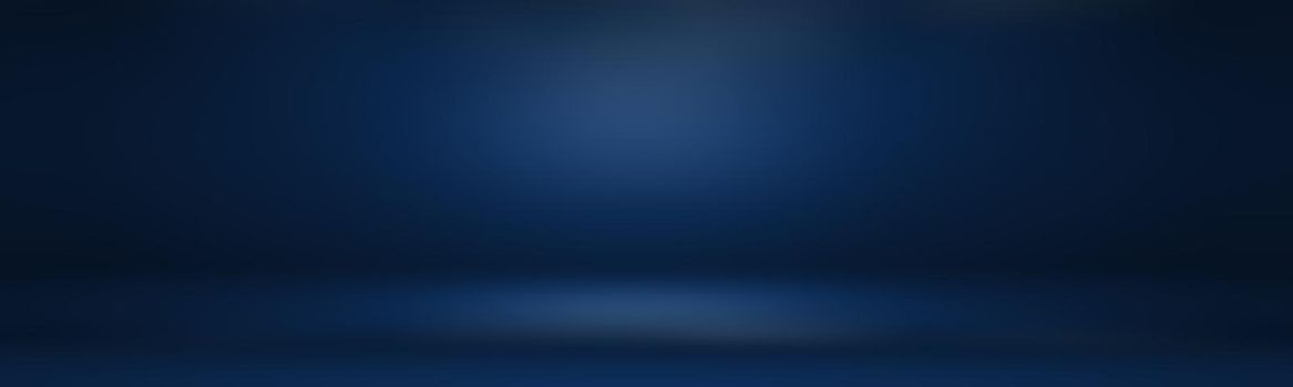 Abstract Luxury gradient Blue background. Smooth Dark blue with Black vignette Studio Banner