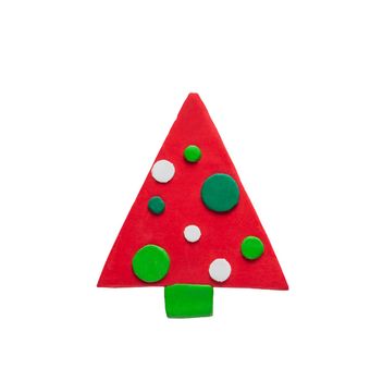 Christmas tree made of clay isolated on white