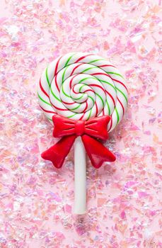Colorful Sweet Lollipop For Children On pink Background