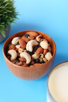 a bowl of mixed nut top down.