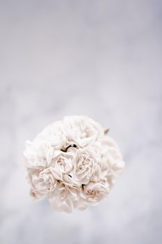 Bridal bouquet of white roses - wedding day, floral beauty, luxury event decoration concept. The happiest day of our lives