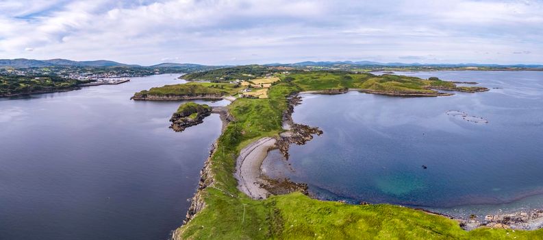Aerial of Carntullagh Head by Killybegs in County Donegal - Republic of Ireland.
