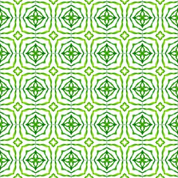 Chevron watercolor pattern. Green extraordinary boho chic summer design. Textile ready lively print, swimwear fabric, wallpaper, wrapping. Green geometric chevron watercolor border.