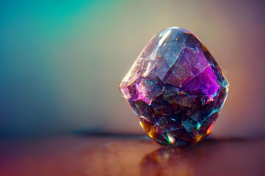 single gem crystal geode multicolored stone, neural network generated art.