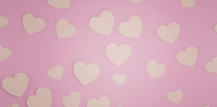 Pastel Hearts Banner Background 3D Illustration