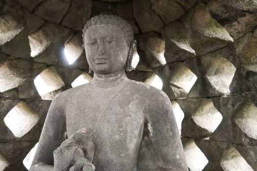 Magelang, Central Java, Indonesia, 2017, Stupa of Borobudur Stone Temple Indonesian Heritage Statue of Buddha South east asia