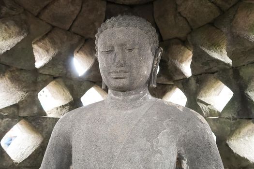 Magelang, Central Java, Indonesia, 2017, Stupa of Borobudur Stone Temple Indonesian Heritage Statue of Buddha South east asia