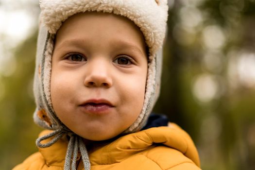 Little Cute Preschool Minor Brunette Girl In Orange Beret Sits On Plaid Covers Dace With Yellow Fallen Maple Leaves In Cold Weather In Fall Park. Childhood, Family, Infant, Motherhood, Autumn Concept