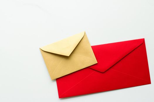 Communication, newsletter and business concept - Envelopes on marble background, message