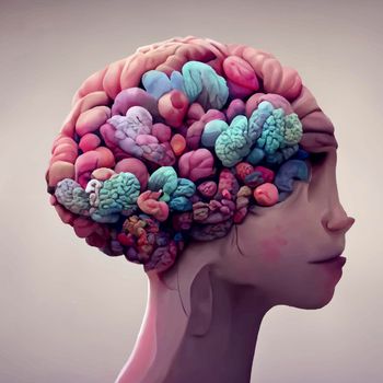 beautiful illustration of the human brain. World mental health day. human brain wallpaper.